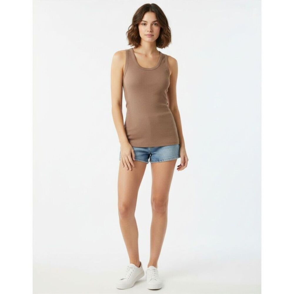 Cotton On Ribbed Sleeveless Tank Top - Brown